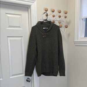 Fjall Raven - Shawl Collar Lada Wool Blend Sweater - Green / Brown - XL